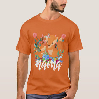 Blommigt Squirrel Mamma Baby Mamma Animal Mor vint T Shirt