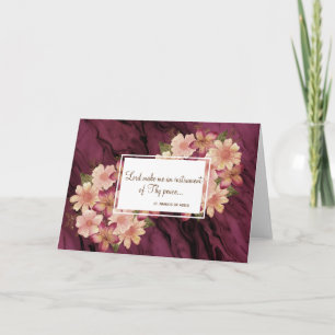 Blommigt St. Francis of Assisi Quote Marble Maroon Kort