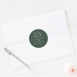 Blommigt Stacks Initialer Monogram Bröllop Runt Klistermärke
