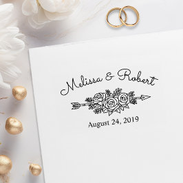 Blommigt stampil Ro Spara datum Bröllop Stämpel