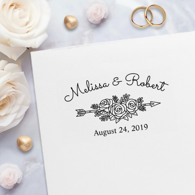 Blommigt stampil Spara datum Bröllop Självfärgande Stämpel (Skapare uppladdad)