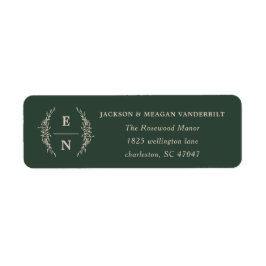 Blommigt Staplad Initialer Monogram-Returadress Returadress Etikett