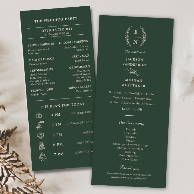 Blommigt Staplad Monogram Initialer Bröllopsprogra Program (Floral Stacked Monogram Initials Wedding Programs)