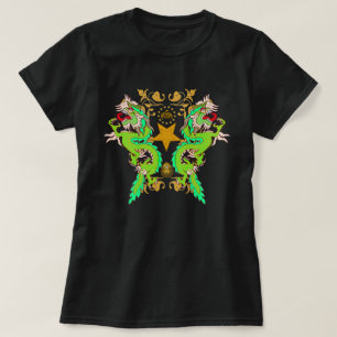Blommigt Star i flygande Dragon Gilded T Shirt
