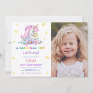 Blommigt Stars Unicorns-foto från födelsedagsinbju Inbjudningar