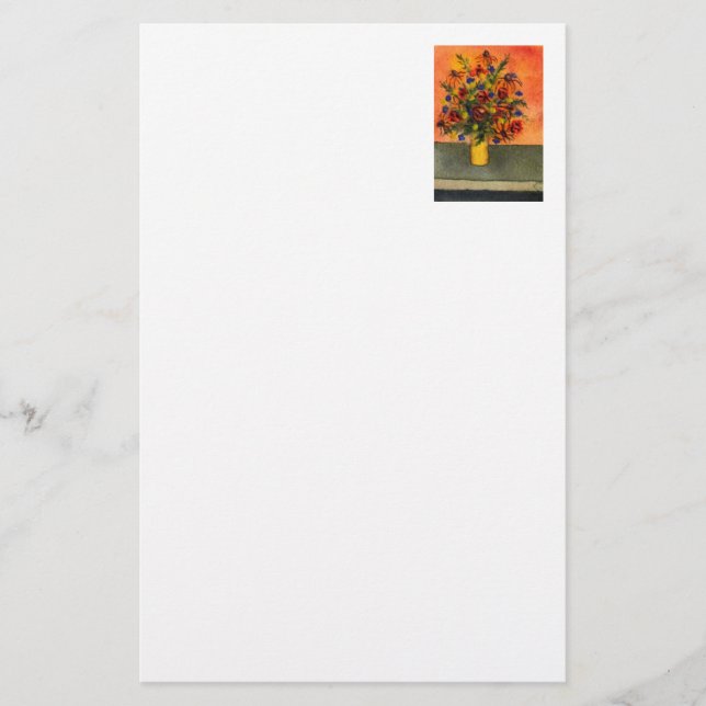 blommigt Stationery för "Gult Vas" Brevpapper (Framsida)