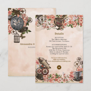 Blommigt Steampunk bröllopsmottagning Infoga Inbjudningar