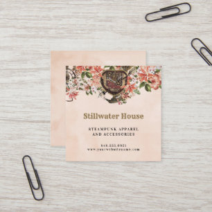 Blommigt Steampunk Fyrkantigt Visitkort