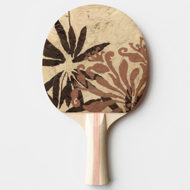 Blommigt Stencil-design med Tawny Löv Pingisracket (Framsidan)