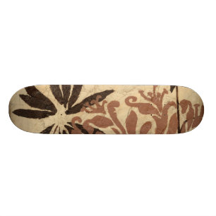 Blommigt Stencil-design med Tawny Löv Skateboard Bräda 20 Cm