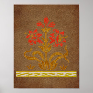 Blommigt Stencil om Åldras Papper konst Poster