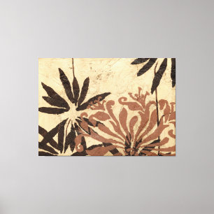 Blommigt Stencildesign med Tawny Löv Canvastryck