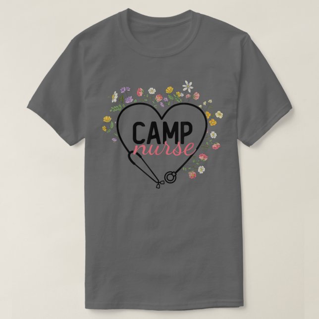 Blommigt Stethoscope Hjärtvårtskamp Sjuksköterska T Shirt (Design framsida)