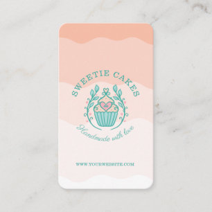 Blommigt Stil Bakery Cuptårta Logotyp Rosa Ombre Visitkort