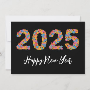 Blommigt stil enkelt gott nytt år-kort 2025 julkort