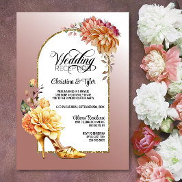 Blommigt Stiletto  Rosa Arch Wedding Reception Inbjudningar