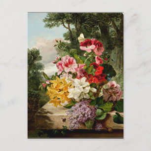 Blommigt still Life, bra konsmålning, 1865 Vykort