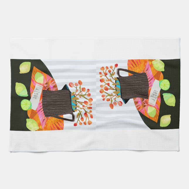 Blommigt still Life Kitchen Tea Towel Kökshandduk (Horisontell)