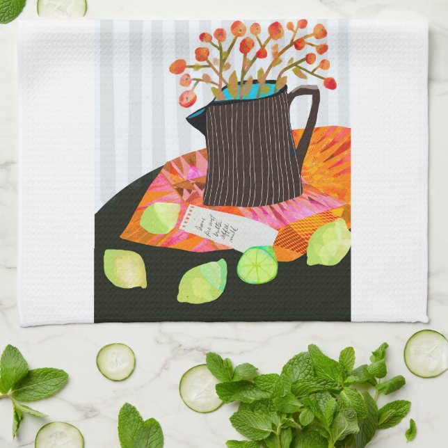 Blommigt still Life Kitchen Tea Towel Kökshandduk (Vikta)