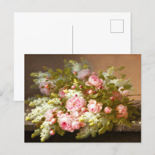 Blommigt still Life, Raoul M. De Longpré Vykort