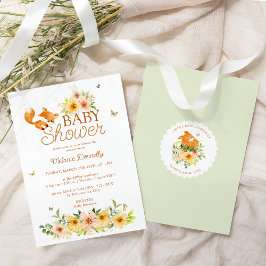 Blommigt Storybook Fox Gender Neutral Baby Shower Inbjudningar