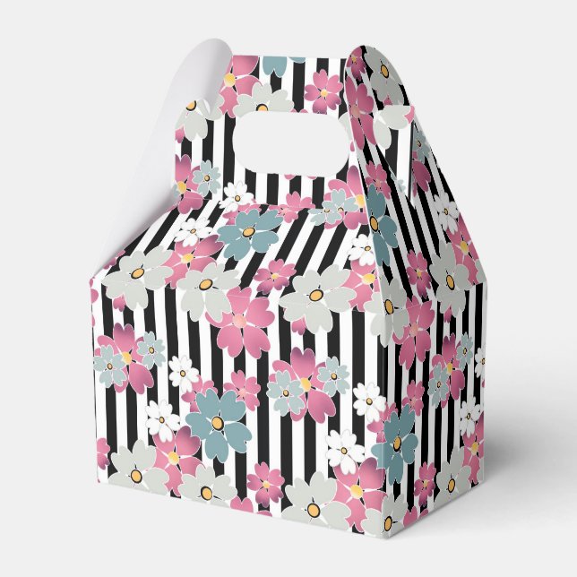 Blommigt, strimlad presentaskar (Framsidan Sidan)