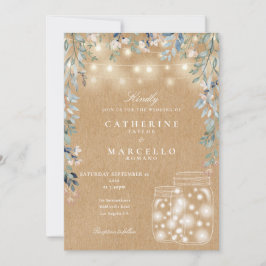 Blommigt String Light Mason Burk Rustic Kraft Bröl Inbjudningar