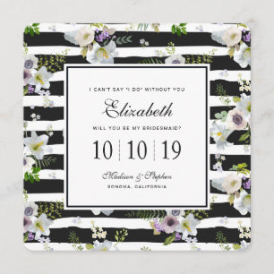 Blommigt stripe Mönster - Bridesmaid Inbjudningar