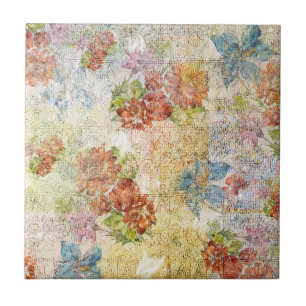Blommigt Struktur Tile Kakelplatta