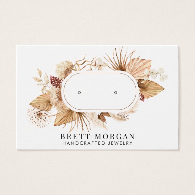 Blommigt Stud Earring Jewelry Visning Cards Visitkort (Framsida)