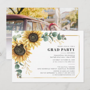 Blommigt Studenten 2024 Photo Grad Party Inbjudningar