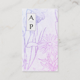 *~* Blommigt Subtle Flowers Neutralt QR Photo Logo Visitkort