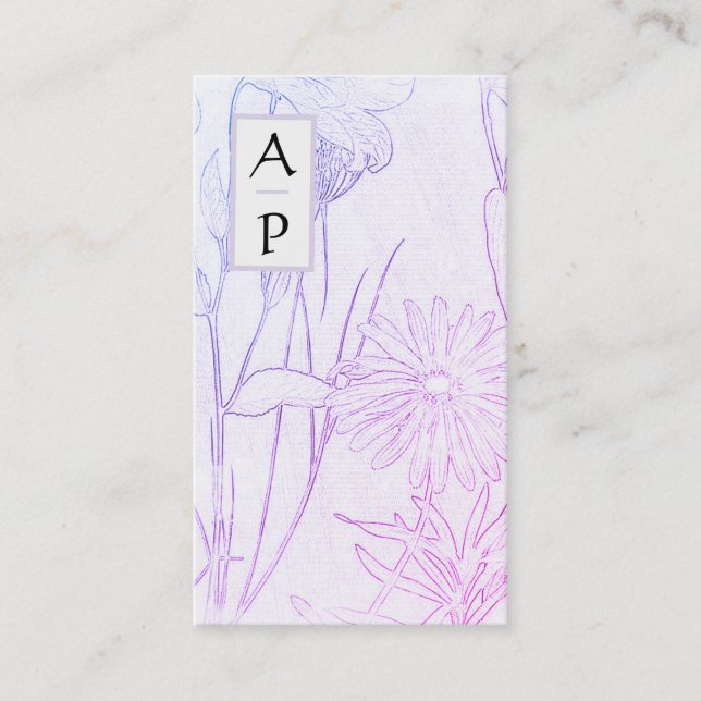 *~* Blommigt Subtle Flowers Neutralt QR Photo Logo Visitkort (Framsida)