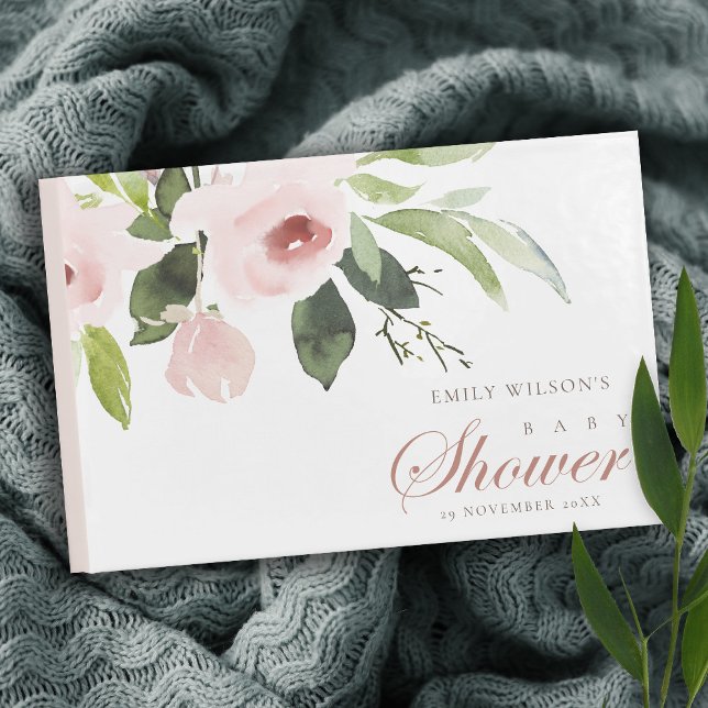 BLOMMIGT SUBTLE SOFT  ROSA ROS BABY SHOWER GÄSTBÖCKER (Skapare uppladdad)