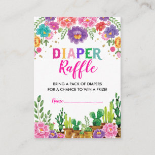 Blommigt Succula Fiesta Diaper Raffle Baby Shower Tilläggskort