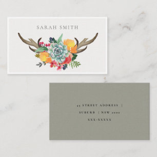 BLOMMIGT SUCCULENT ANTLER BOHEMIAN ALLURE ADRESS VISITKORT