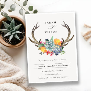 BLOMMIGT SUCCULENT ANTLER BOHEMIAN ALLURE BRÖLLOP INBJUDNINGAR
