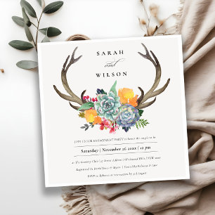 BLOMMIGT SUCCULENT ANTLER BOHEMIAN ALLURE FÖRLOVNI INBJUDNINGAR