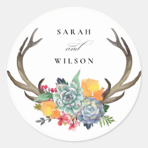 BLOMMIGT SUCCULENT ANTLER BOHEMIAN ALLURE MONOGRAM RUNT KLISTERMÄRKE