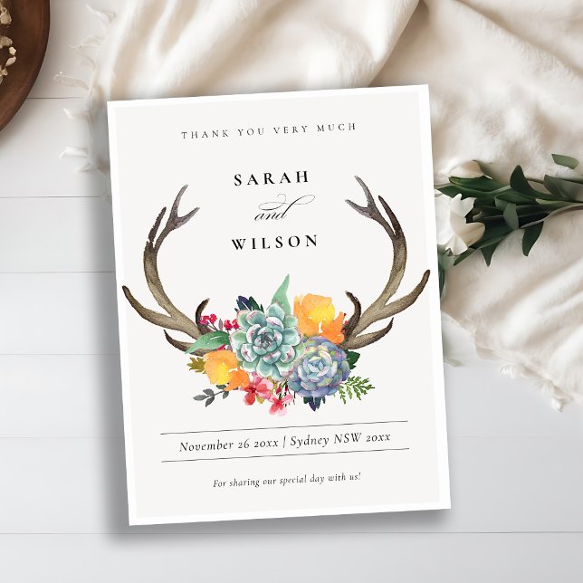 BLOMMIGT SUCCULENT ANTLER BOHEMIAN ALLURE TACK KORT (Skapare uppladdad)