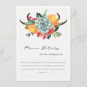BLOMMIGT SUCCULENT ANTLER BOHEMIAN BRÖLLOP DETAIL TILLÄGGSKORT