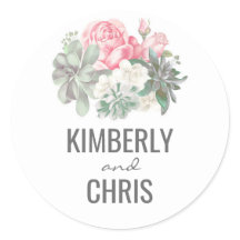 Blommigt Succulents Bouquet och Rosa ros Bröllop