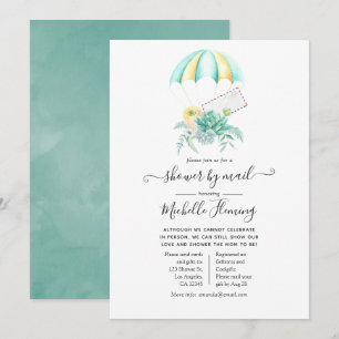 Blommigt Succulents Fallskärm Baby Shower by Mail Inbjudningar