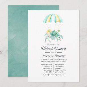 Blommigt Succulents Fallskärm Virtuell Baby Shower Inbjudningar
