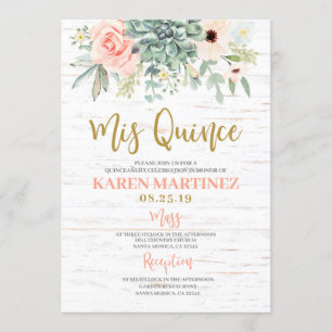 Blommigt Succulents Quinceañera-inbjudan Inbjudningar