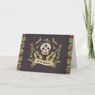 Blommigt Sugar Döskallars Dia de Muertos Greeting Kort