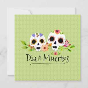 Blommigt Sugar Döskallars Dia de Muertos-inbjudan Inbjudningar