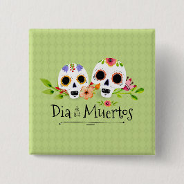 Blommigt Sugar Döskallars Dia de Muertos | Knapp