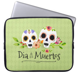 Blommigt Sugar Döskallars Dia de Muertos | Laptop  Fodral