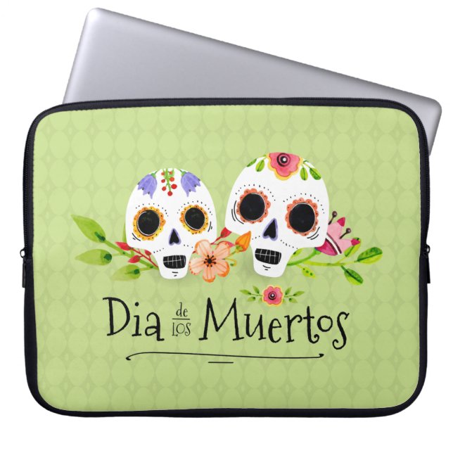 Blommigt Sugar Döskallars Dia de Muertos | Laptop  Fodral (Framsidan)
